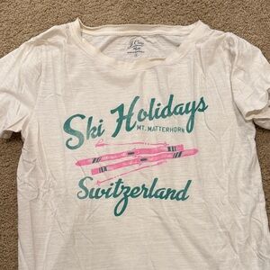 J. Crew Ski Holidays Tee - Cream and Green
